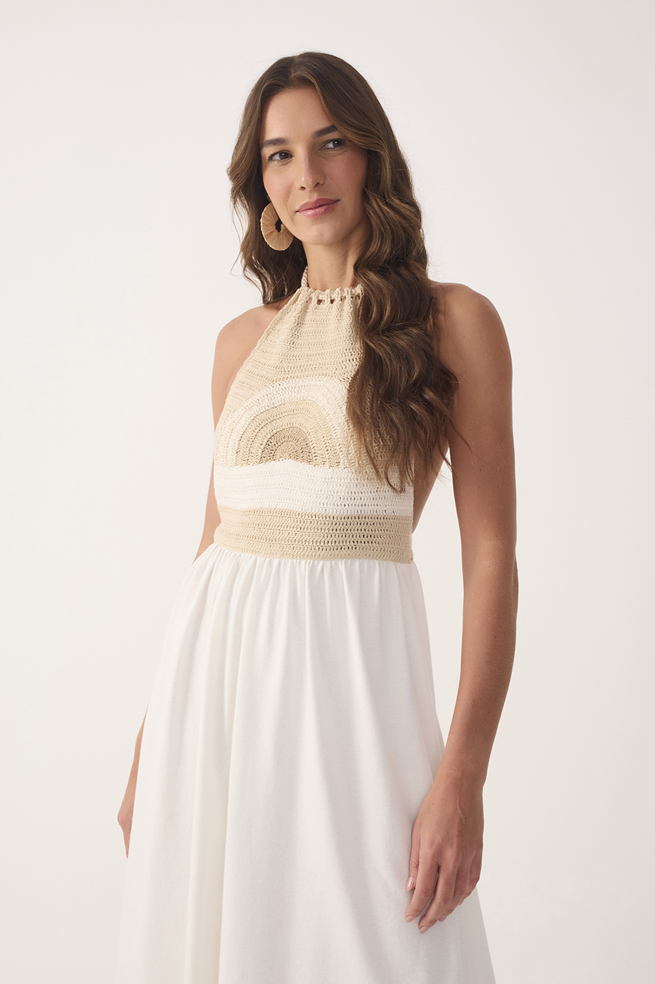 Off-White Crochet Side Slit Cotton Maxi Dress_4