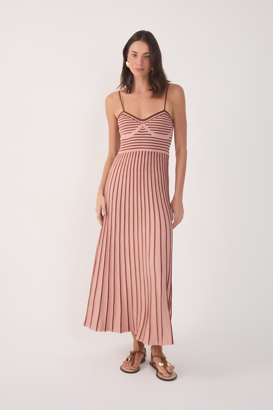 pleated knit midi dress Donna Pleated Knit Midi Dress