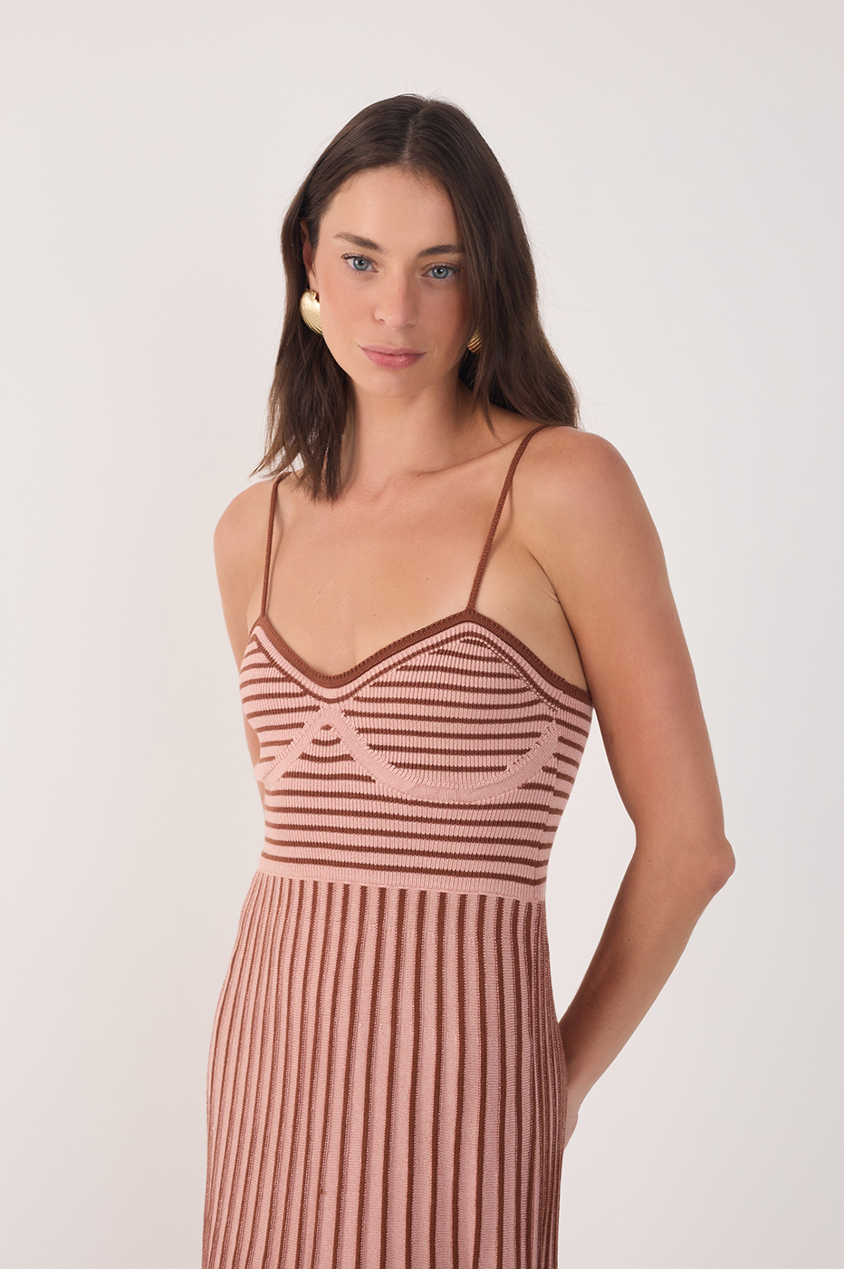pleated knit midi dress Donna Pleated Knit Midi Dress