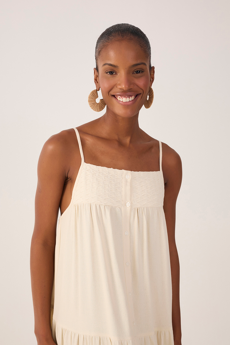 Cropped Linen Embroidered Yoke Dress_6