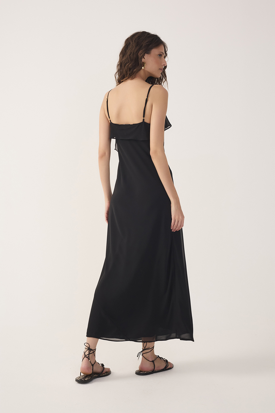 Cropped Crepe Neckline Ruffle Dress_6