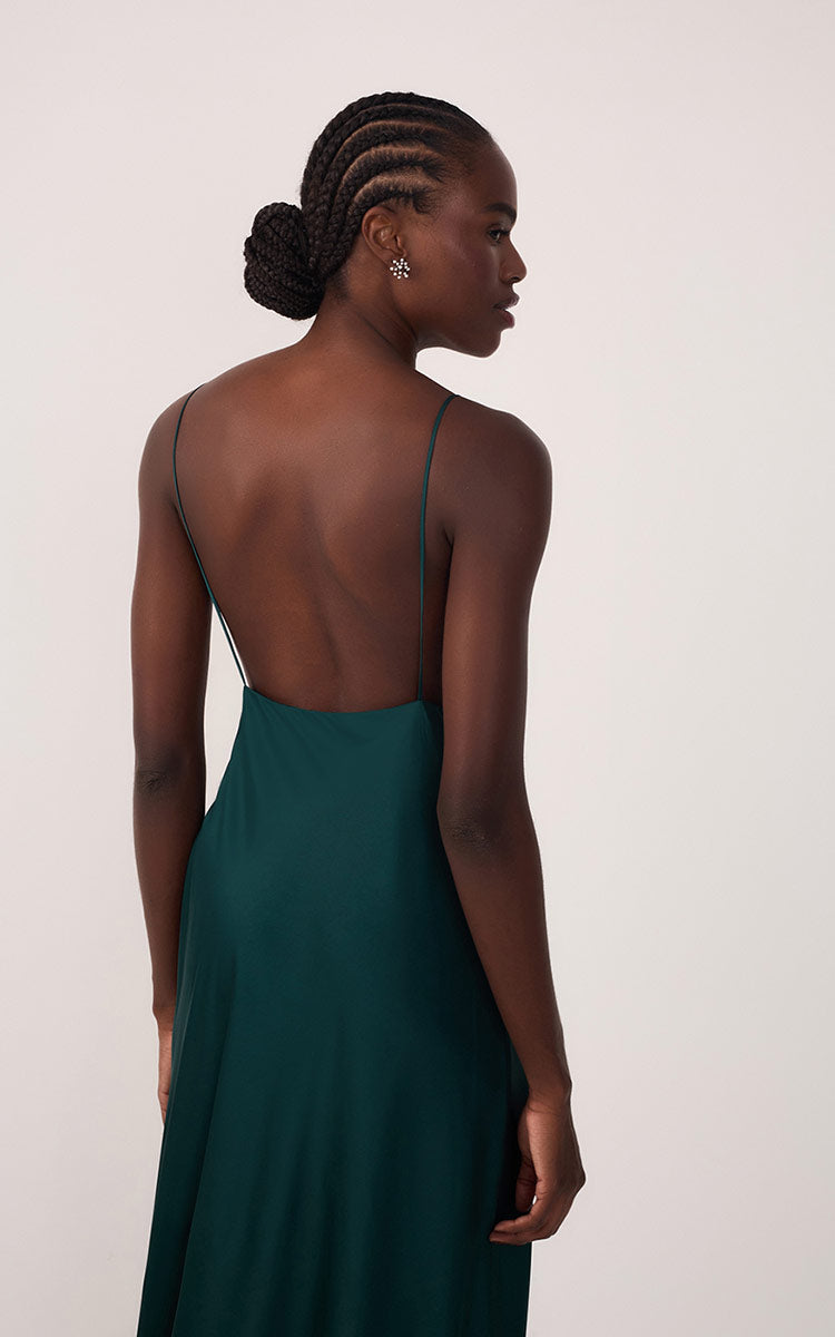 Draped Satin V-Neck Gown