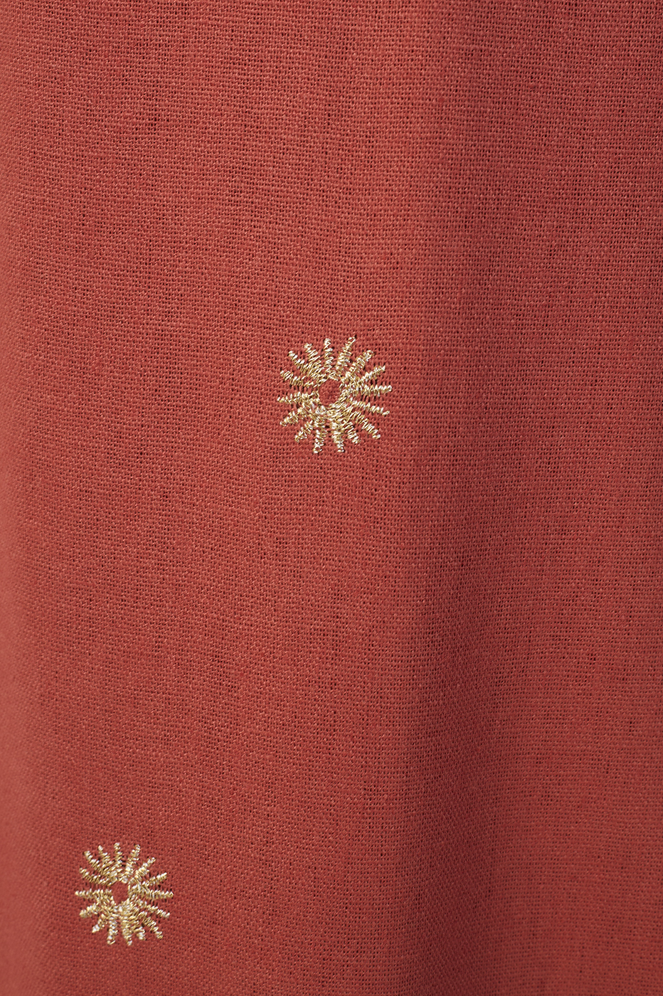 Brown Embroidered Linen Mini Dress_7