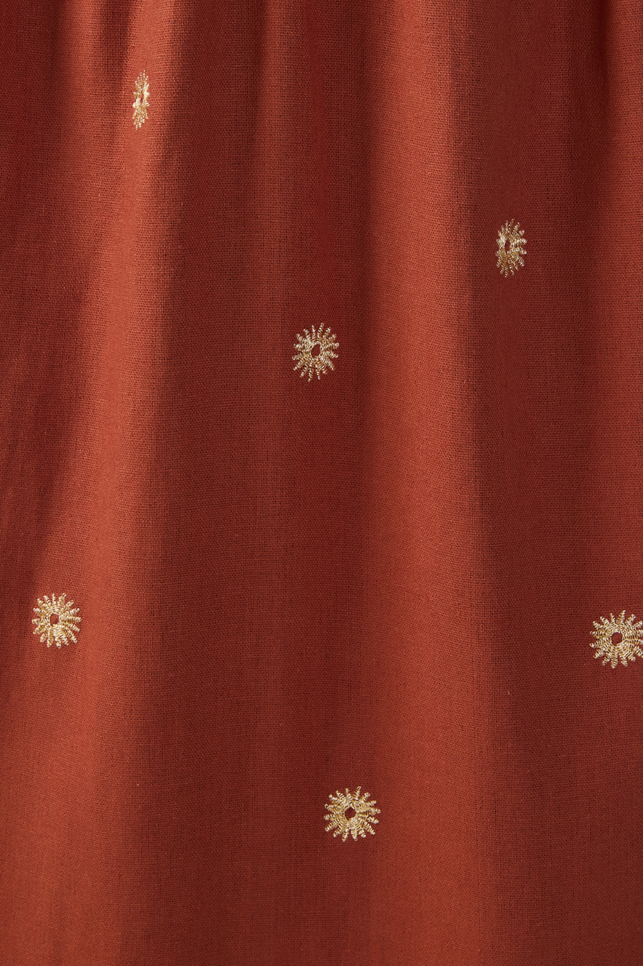 Brown Embroidered Ruched Midi Dress_7