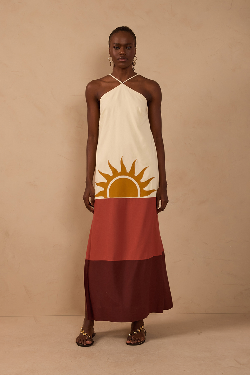 Multicolor Embroidered Slits Maxi Dress_1