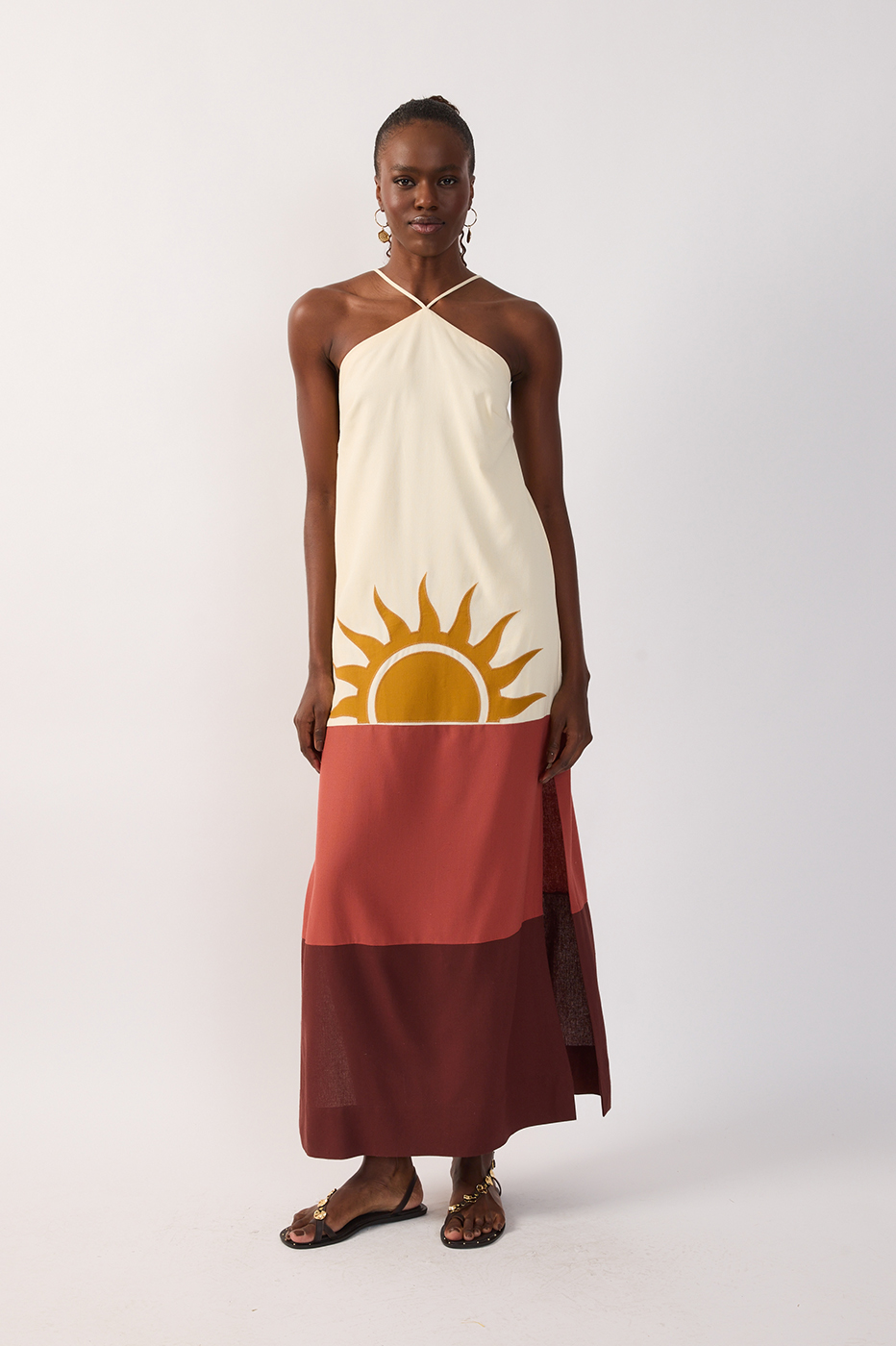 Multicolor Embroidered Slits Maxi Dress_2