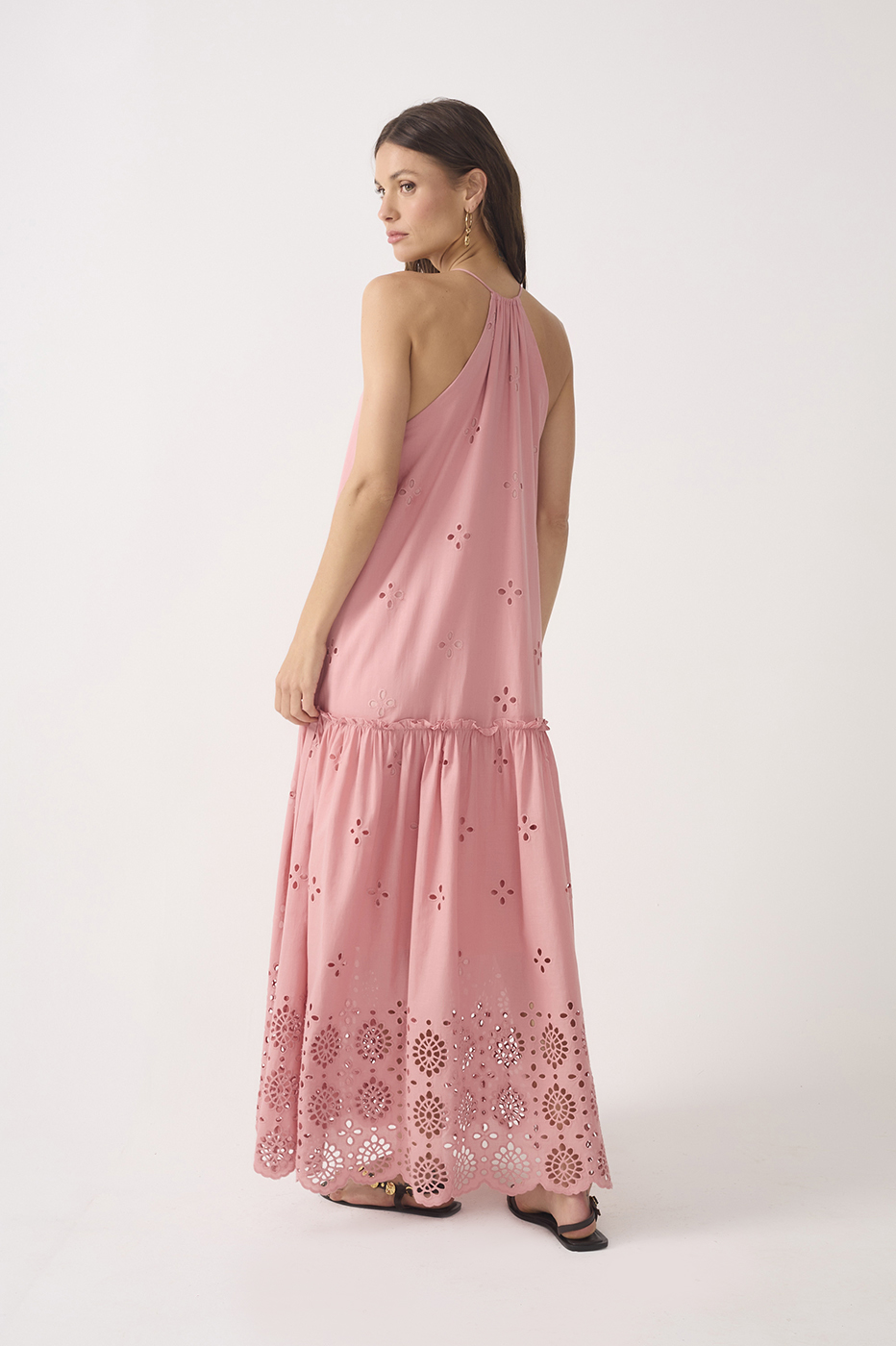 Cut-Out Neck Ties Cotton Maxi Dress_7