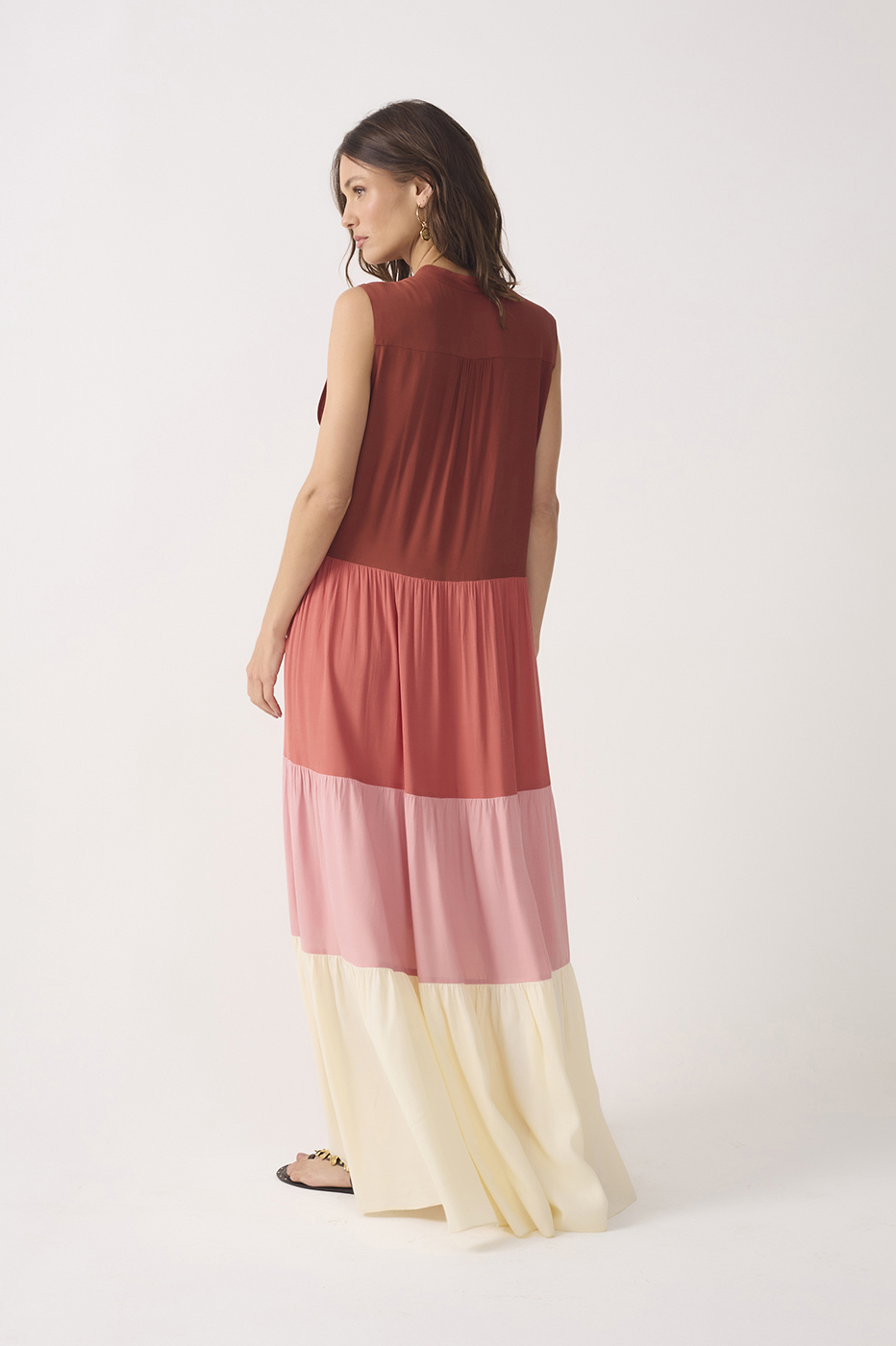Multicolor Ties Tiered Maxi Dress_6