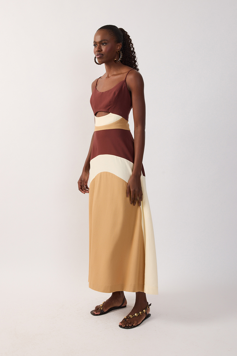 Multicolor Cut-Out Linen Maxi Dress_3