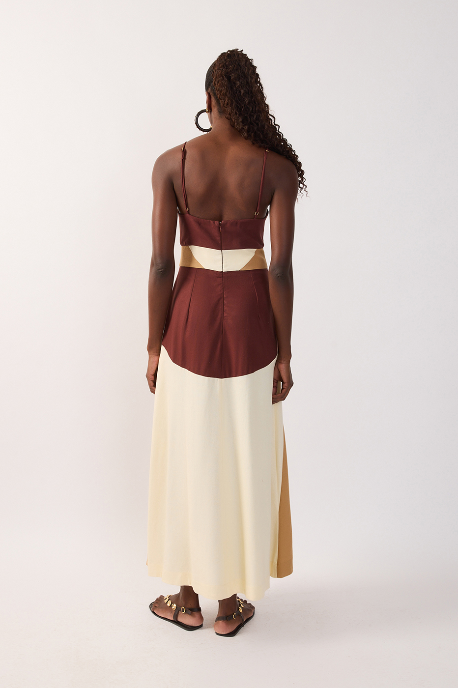 Multicolor Cut-out Adjustable Straps Linen Maxi Dress_6