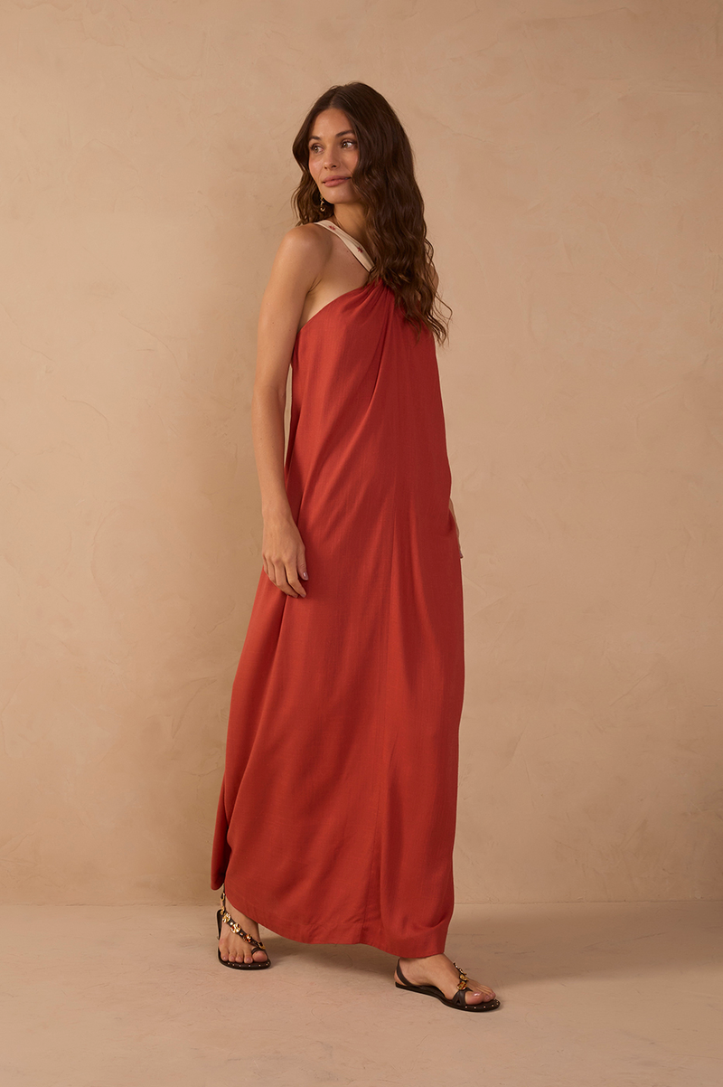 Brown Embroidered Straps Maxi Dress_1