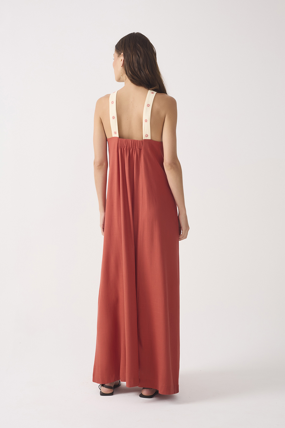 Brown Embroidered Straps Maxi Dress_5