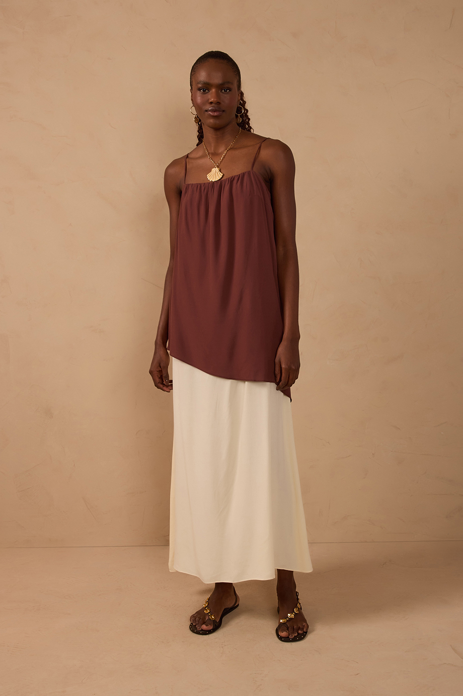 Off-White Sleeveless Overlay Maxi Dress_1