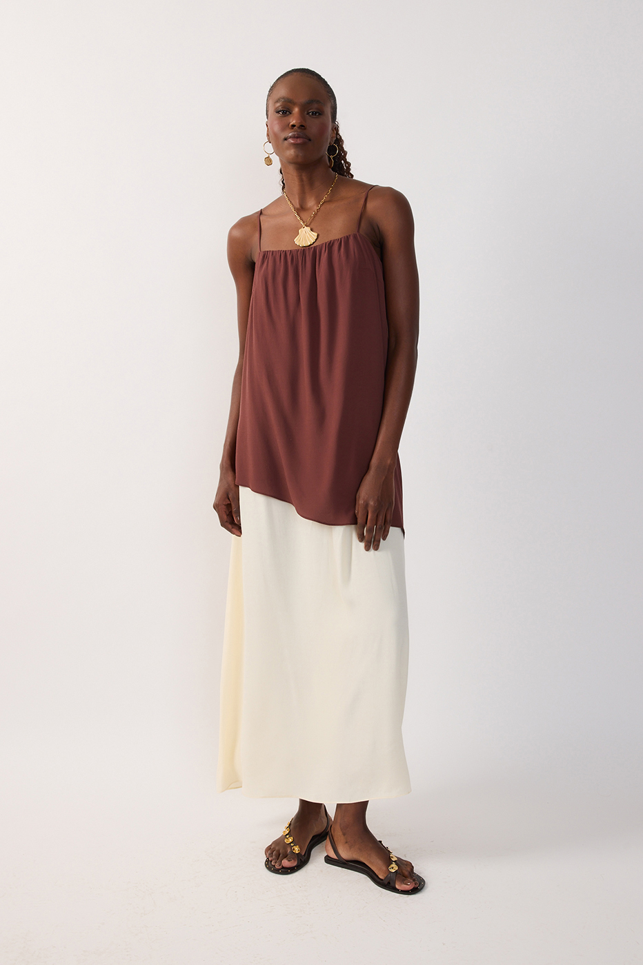 Off-White Sleeveless Overlay Maxi Dress_2