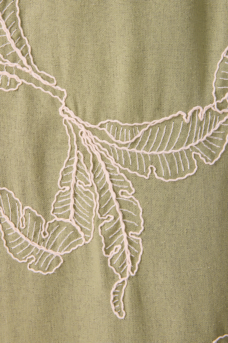 Short Linen Leaf Embroidery Dress_7