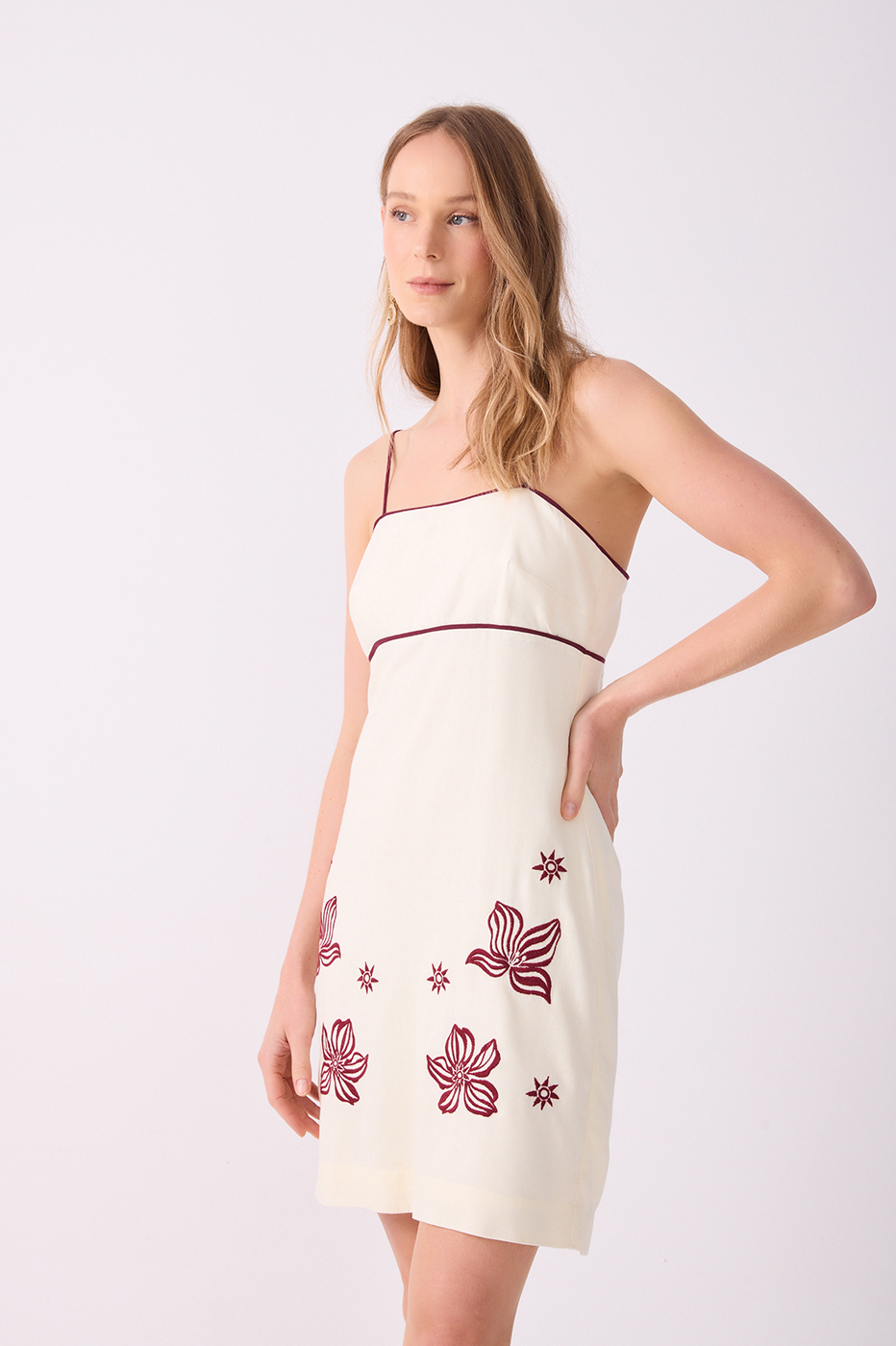 Off-White Embroidered Linen Mini Dress_4