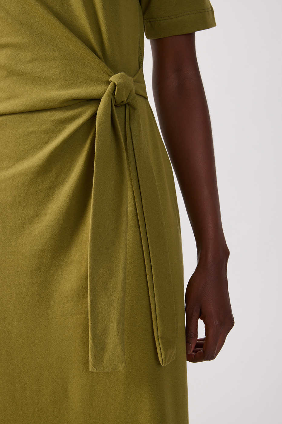 Crew Neck Ties Short Sleeve Maxi Dress_5