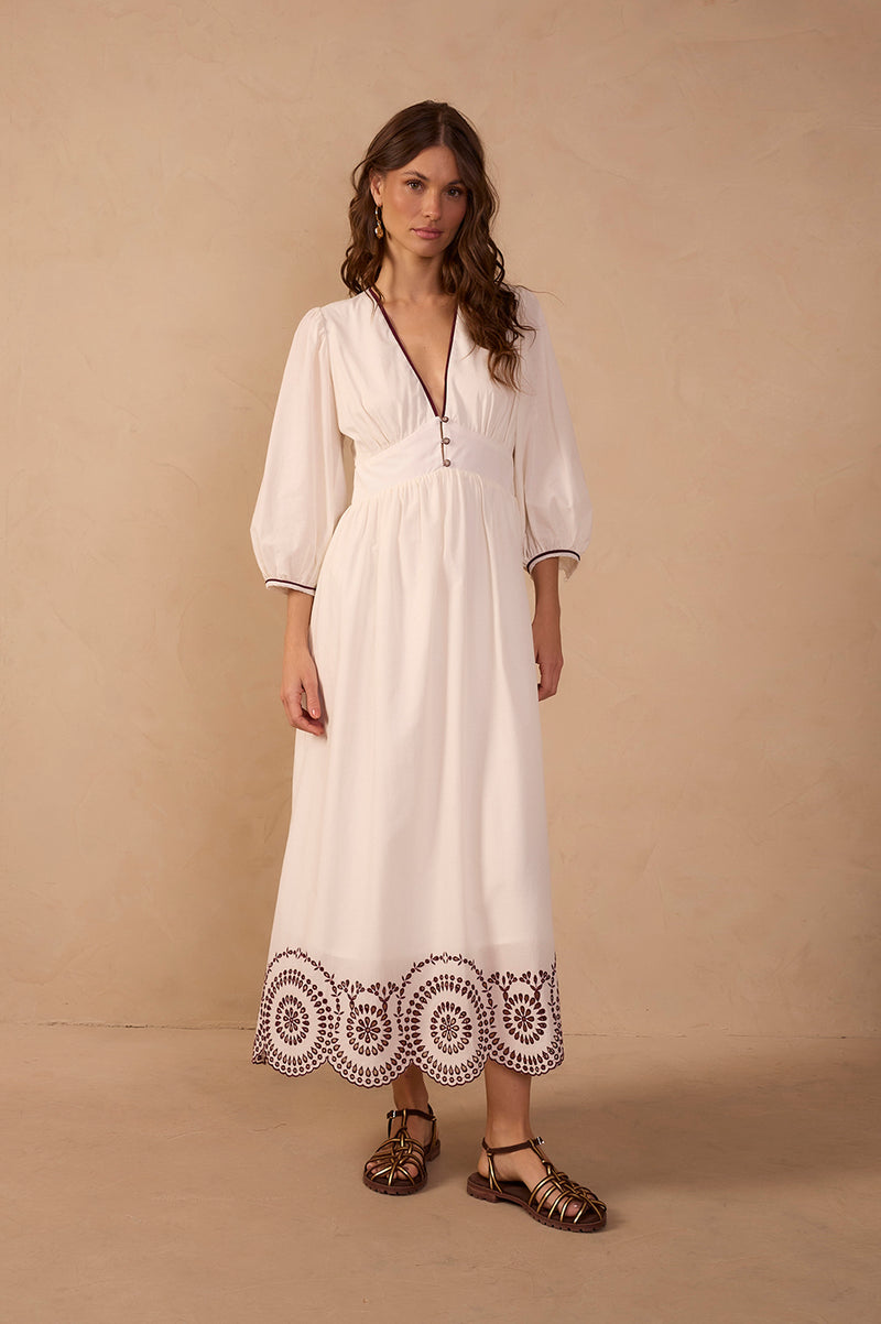 Embroidered-Hem Midi Dress_1