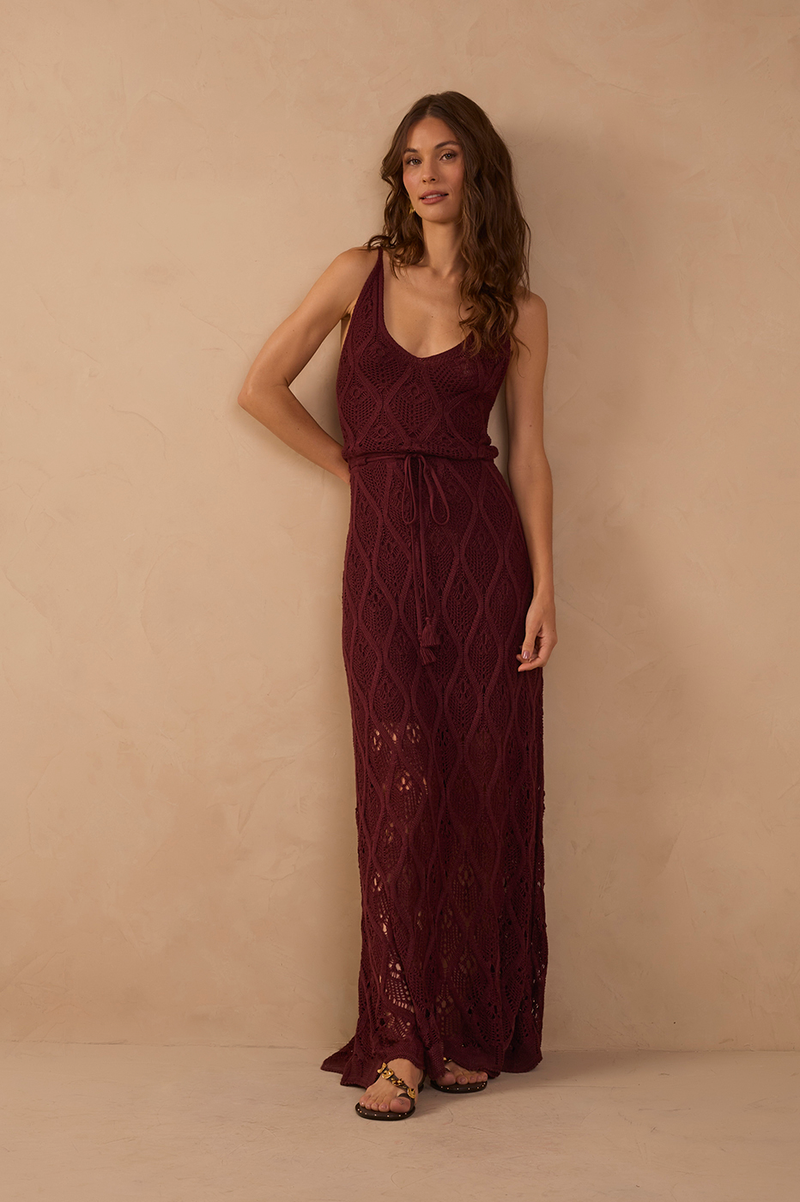 Wine Ties Sleeveless Tricot Maxi Dress_1