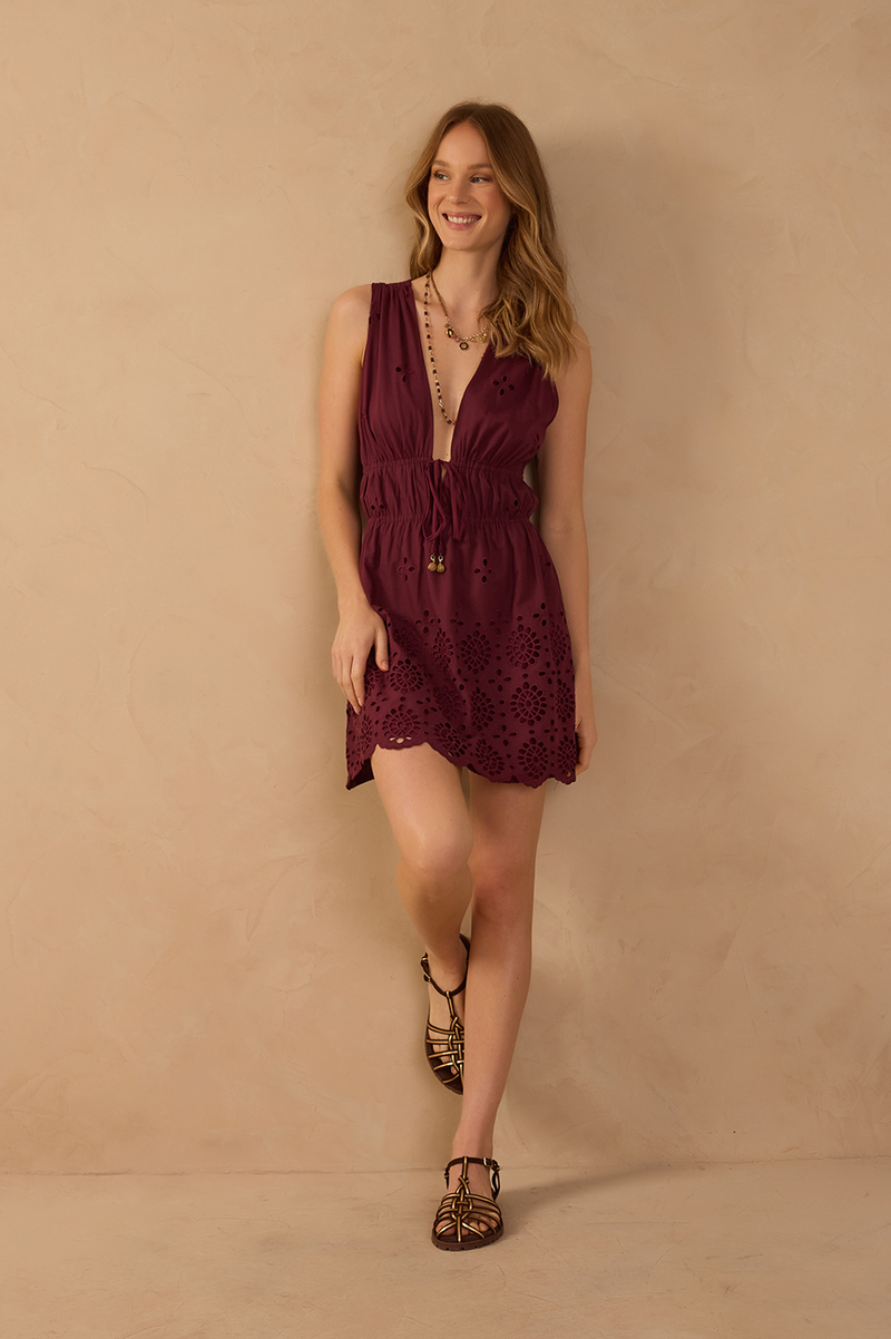 Cut-Out Drawstring Cotton Mini Dress_1