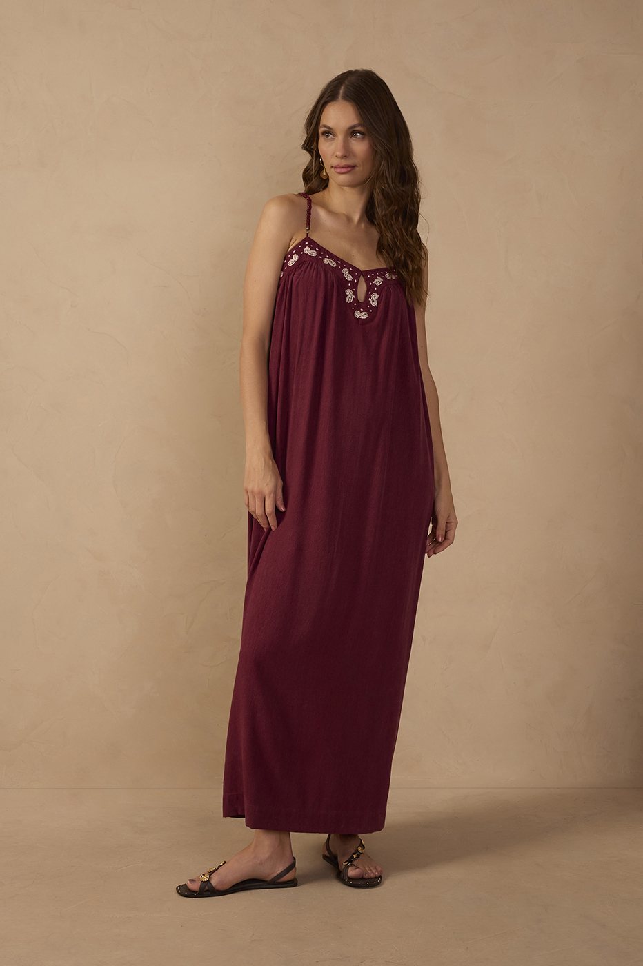 Embroidered-Trim Maxi Dress_1