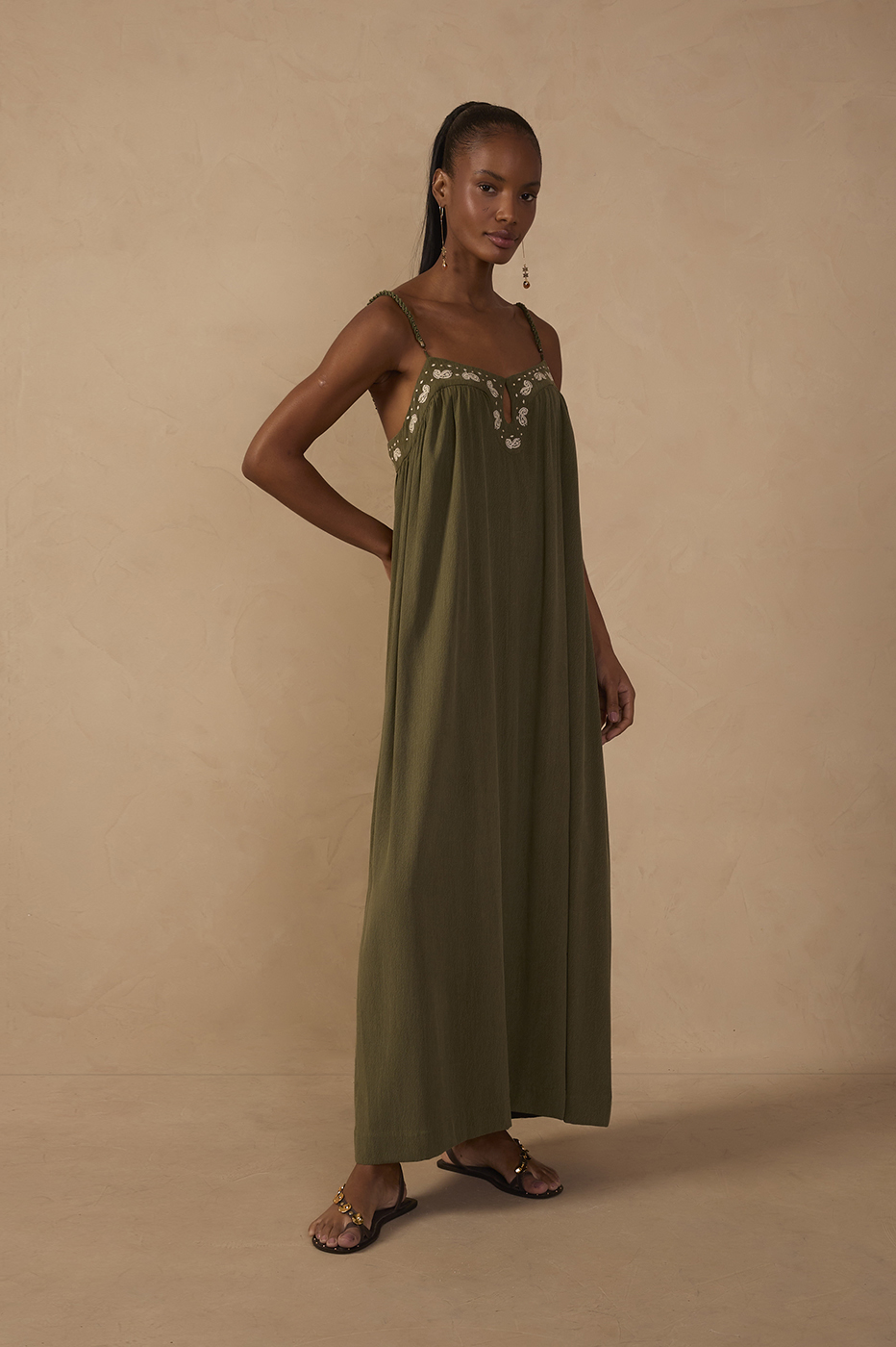 Embroidered-Trim Maxi Dress_1