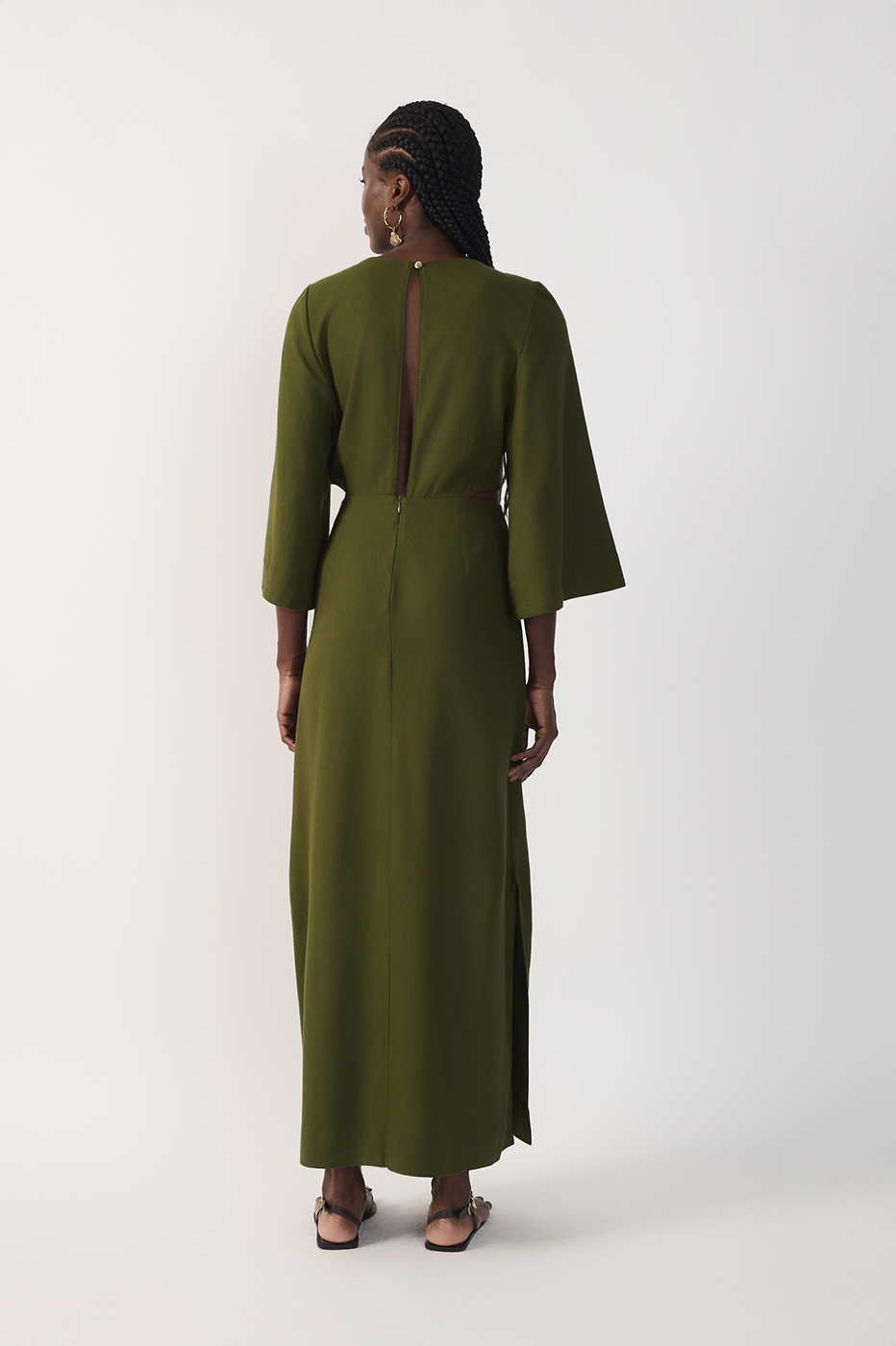 Cropped Linen Dress V-neck_6