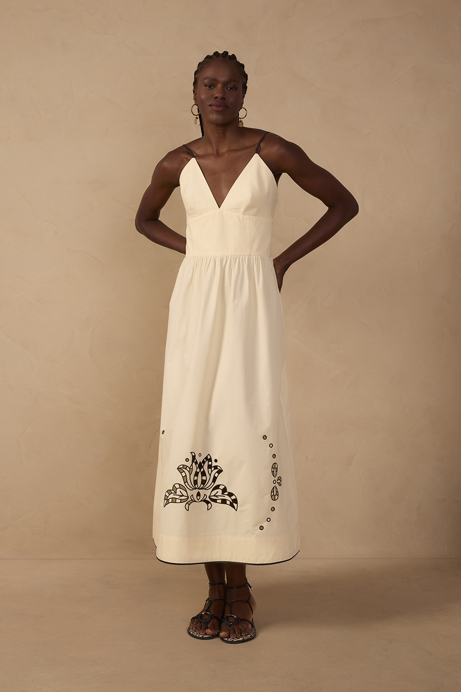 Embroidered Cotton Midi Dress_1