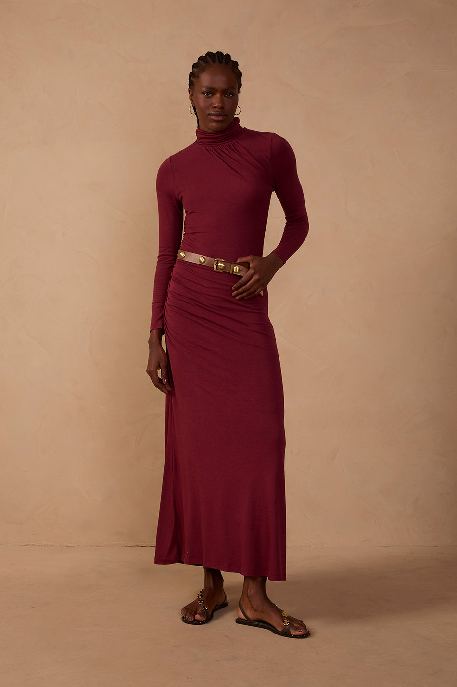 High-neck Long Sleeve Maxi Dress_1