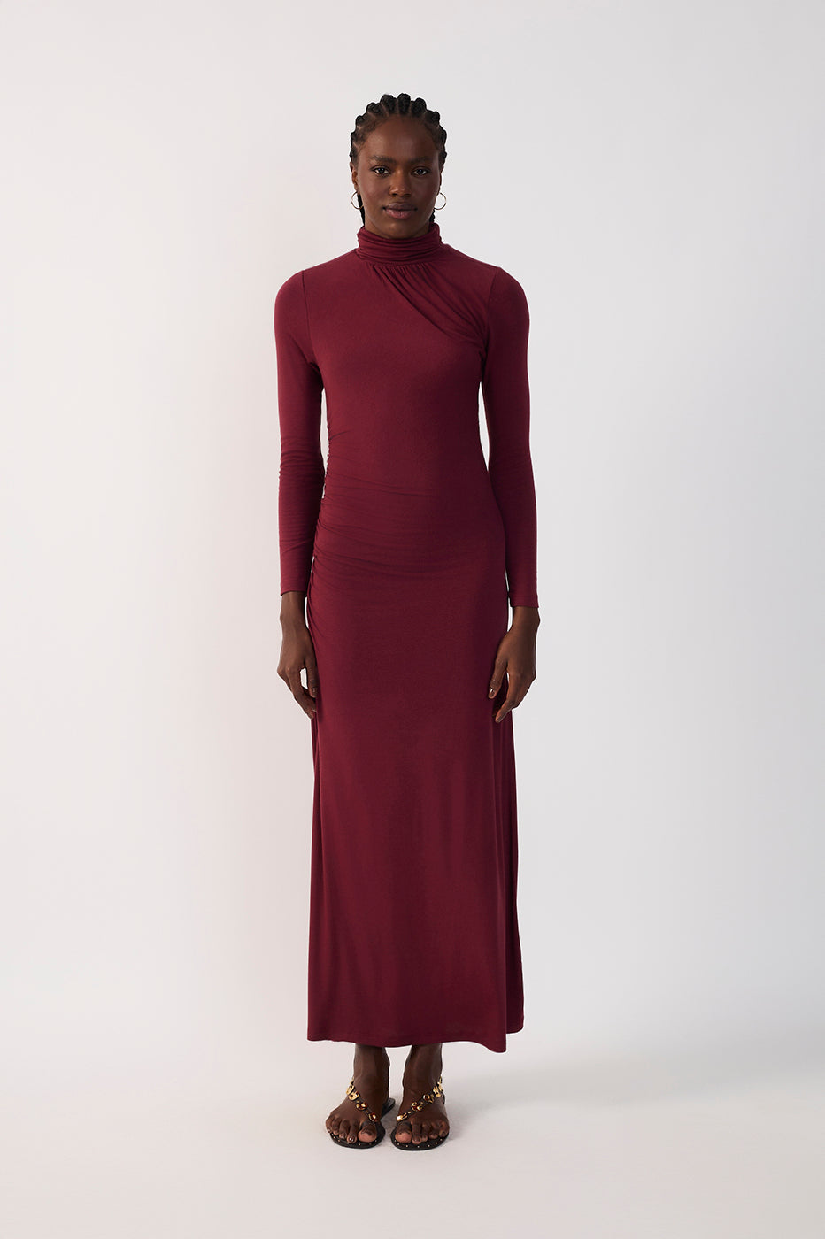 High-neck Long Sleeve Maxi Dress_2