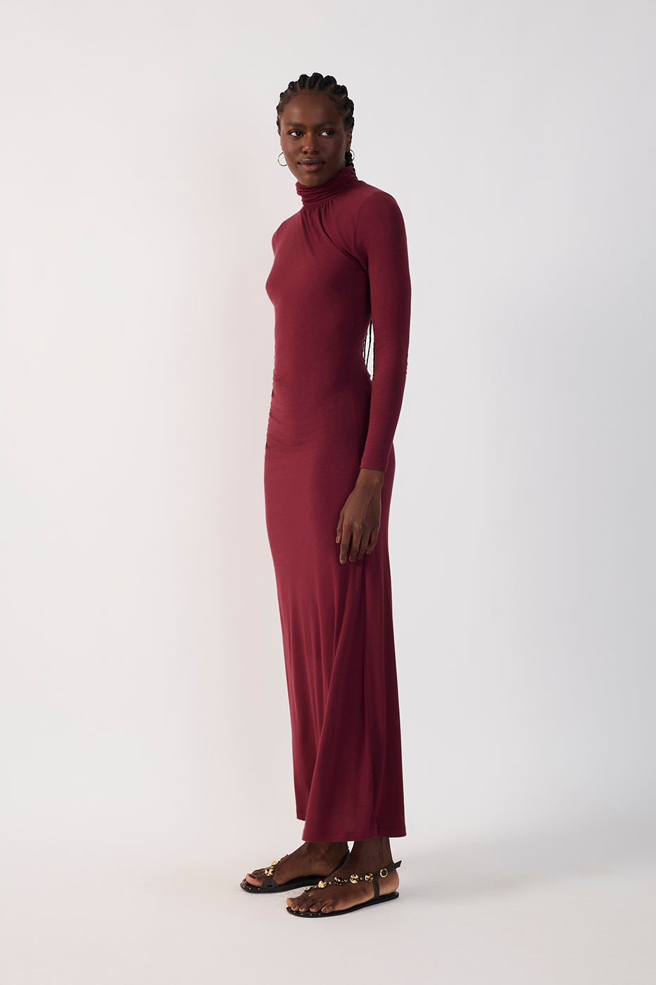 High-neck Long Sleeve Maxi Dress_4