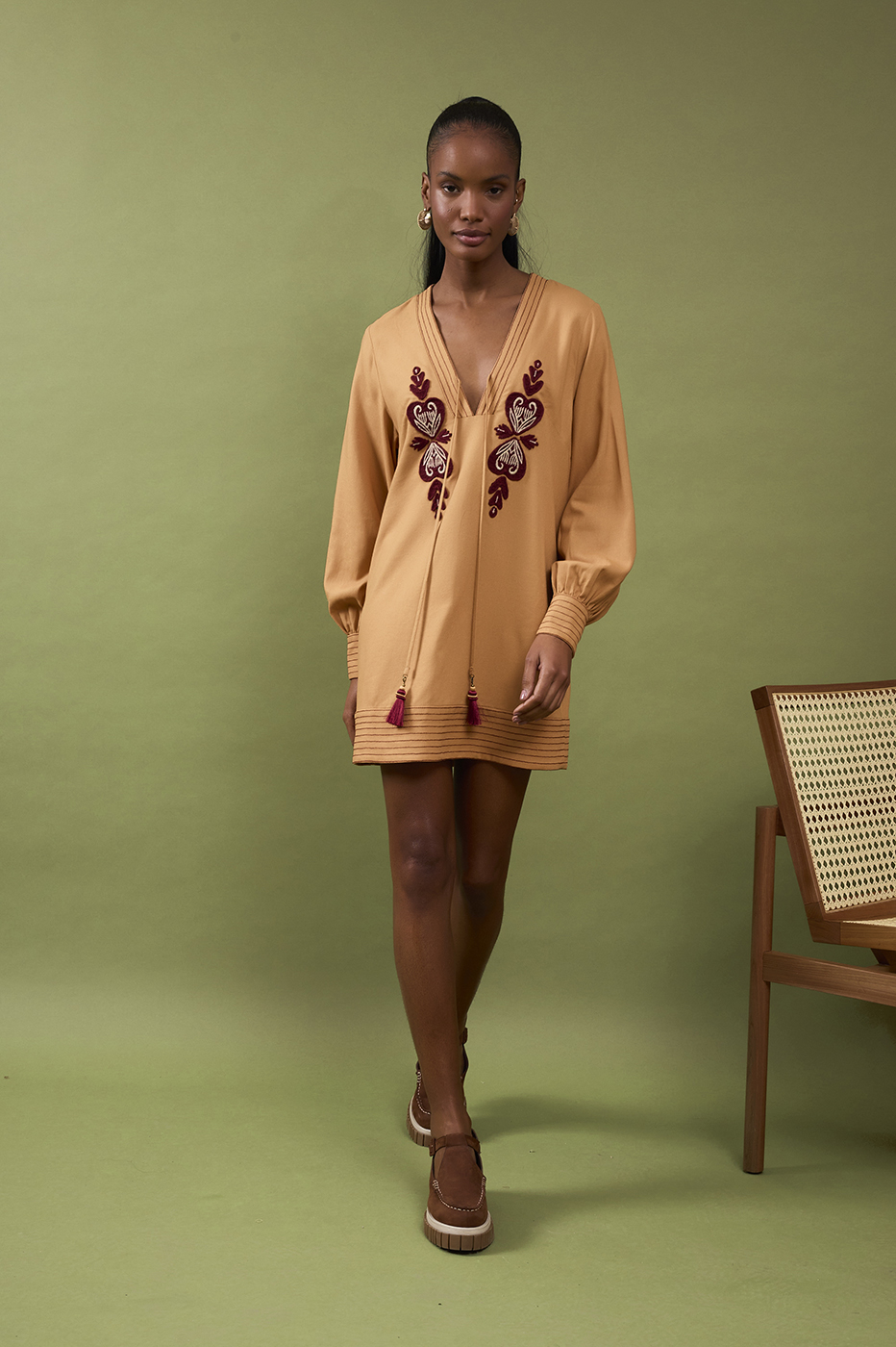 Embroidered Tunic Mini Dress_1