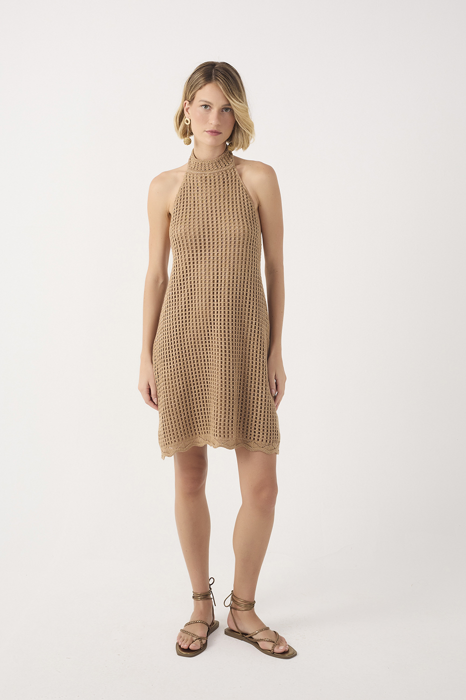 Lurex Knit Mini Dress with High Neck_2