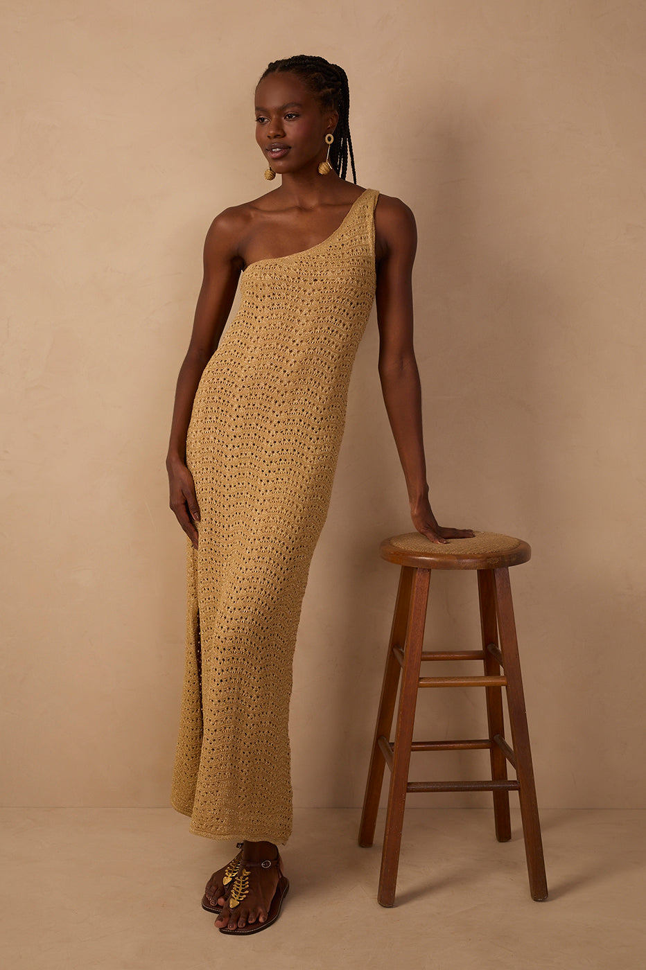 Lurex Knit Dress with Slit_1