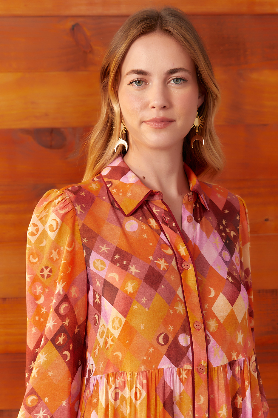 CHEMISE LUNA PRINT DRESS