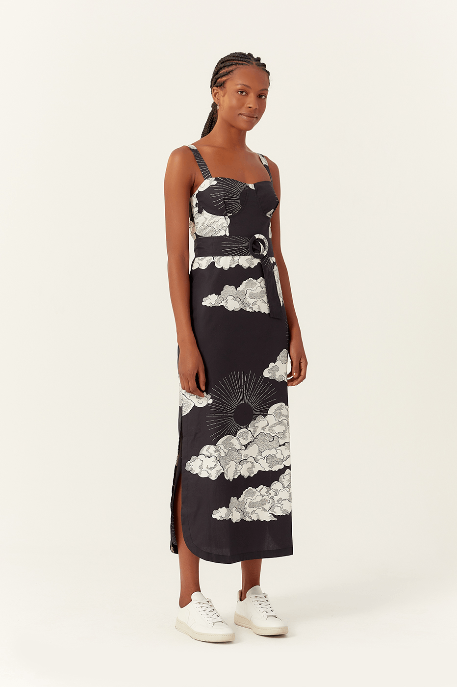 Midi Tricoline Sky Print Dress_1
