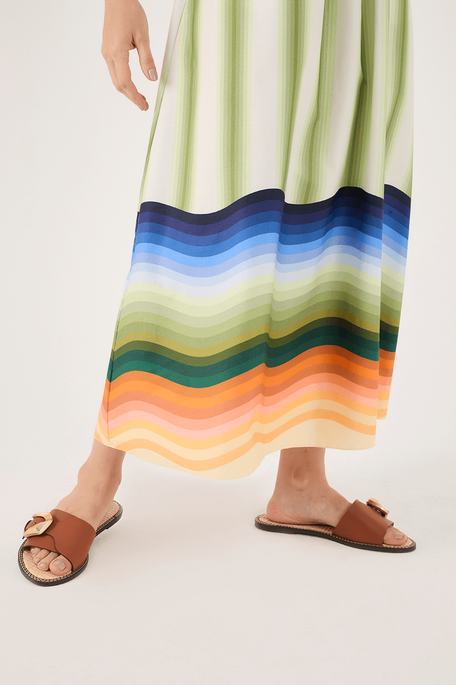 Multicolor Square Neck Cotton Midi Dress_5