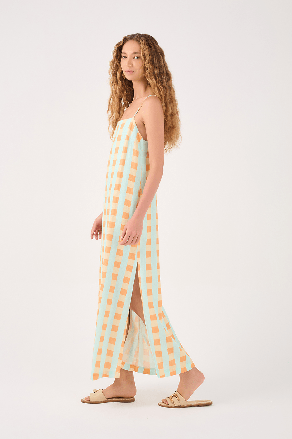Serena Print Linen Midi Dress