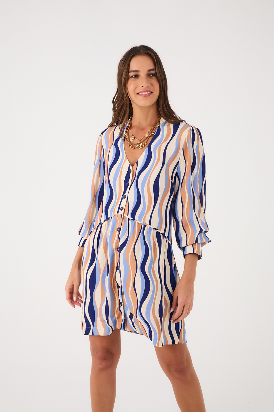 Blue Carioca Print Crepe Dress_2