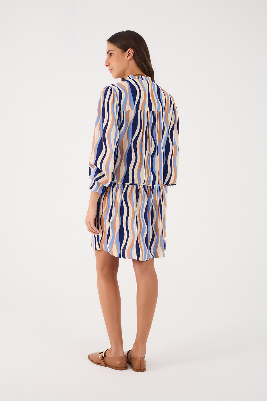 Blue Carioca Print Crepe Dress