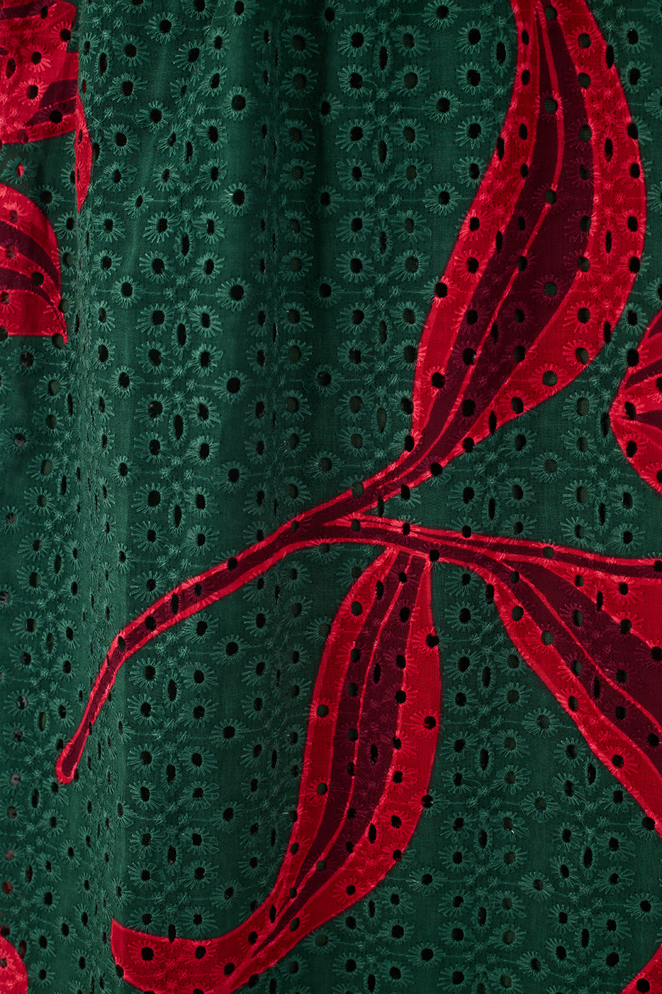 Green and Red Botanic Print Cropped Dress