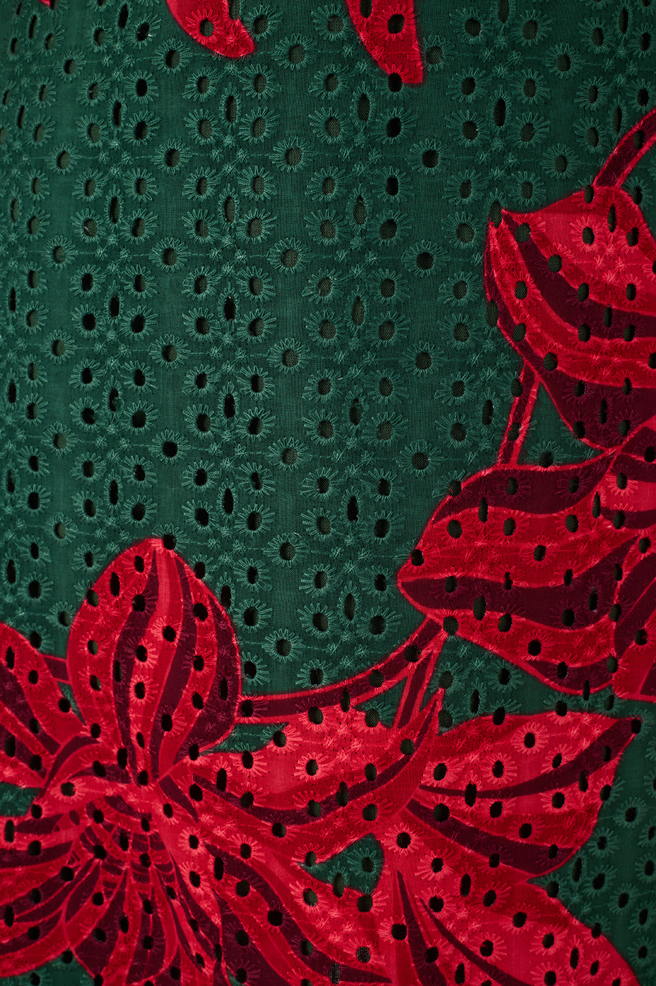 Green Botanico Puff Sleeve Smocked Bodice Eyelet Mini Dress_8