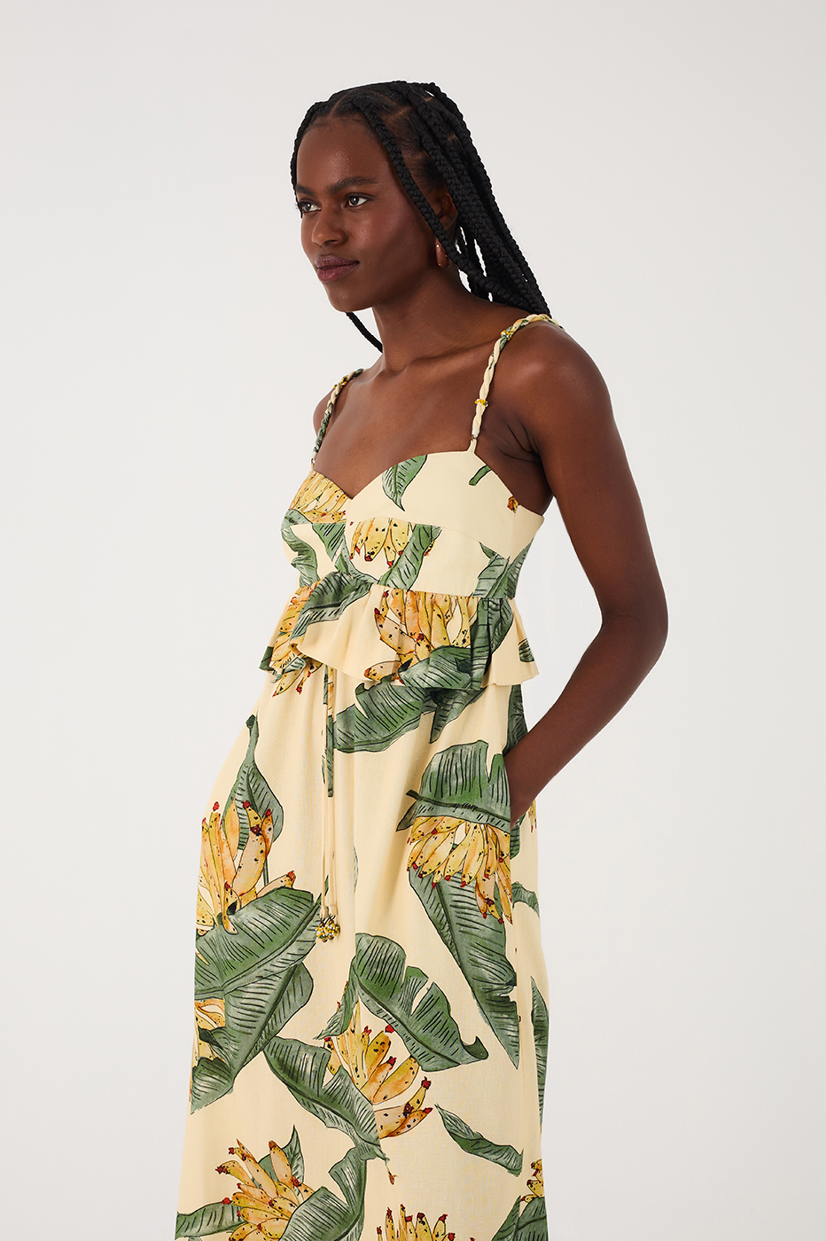 Linen Midi Dress with Paradise Print_4