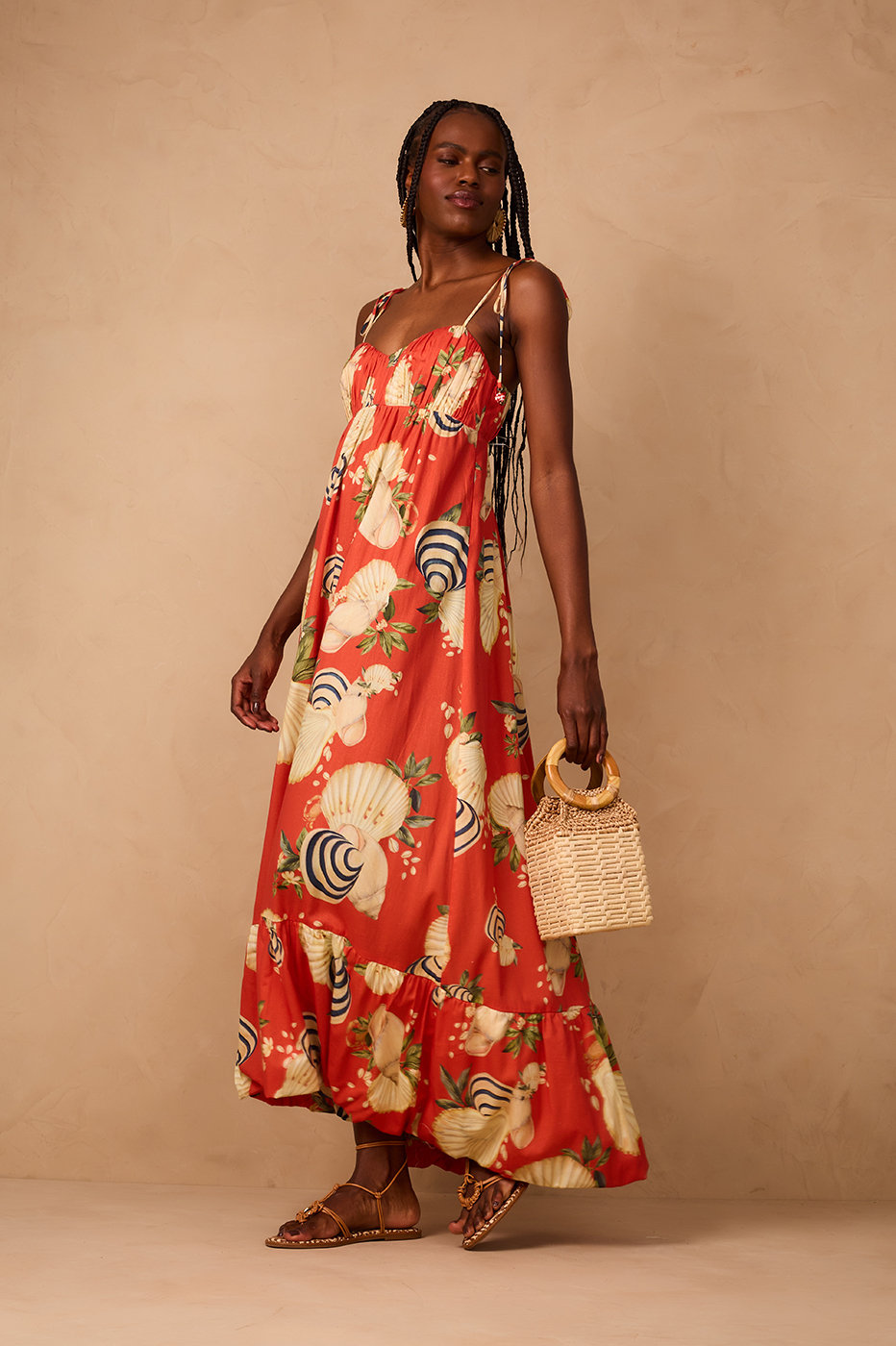 Cropped Sea Shell Print Dress in Sea Shell Print
