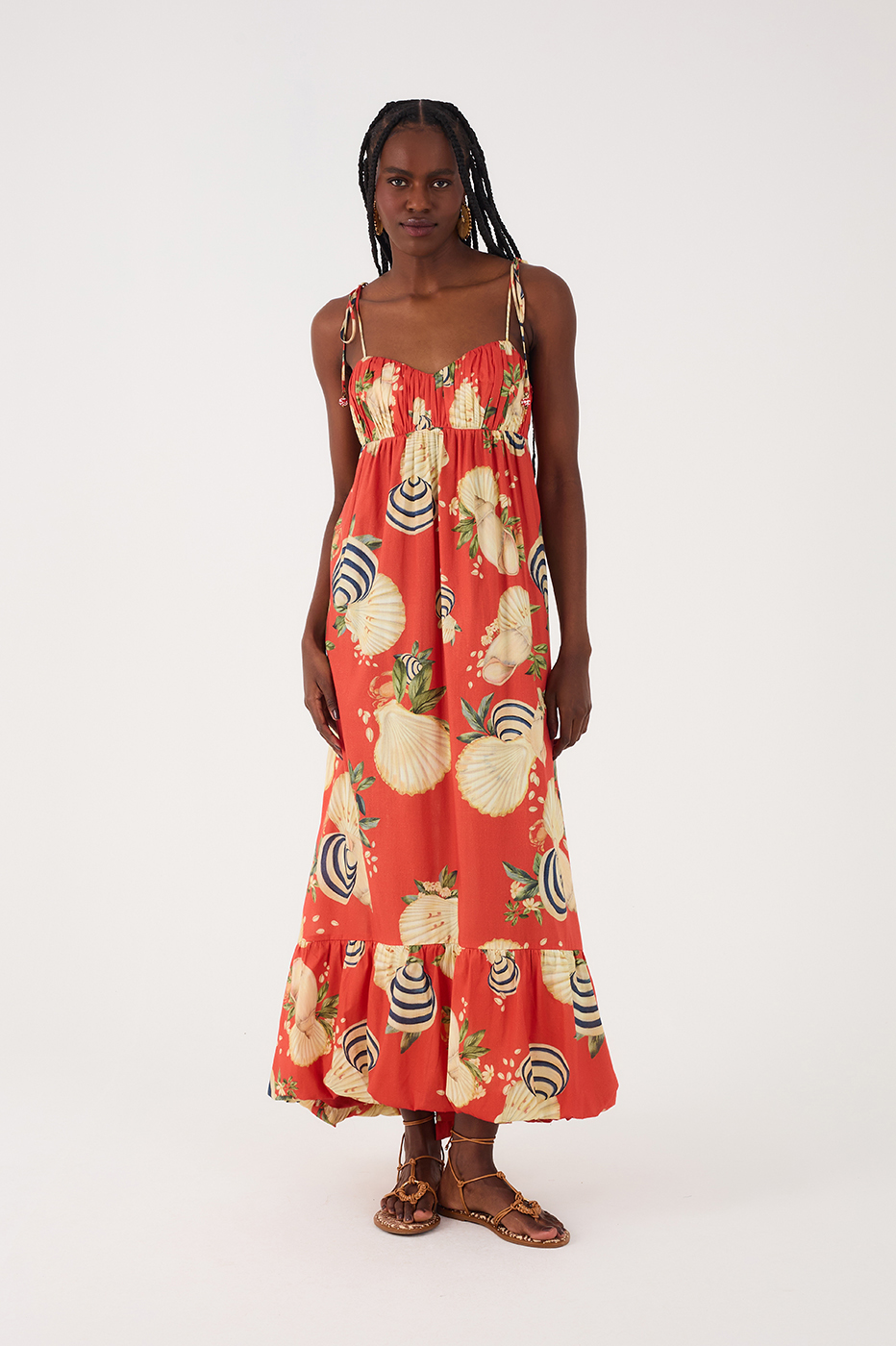 Cropped Sea Shell Print Dress in Sea Shell Print Cropped Sea Shell Print Dress in Sea Shell Print