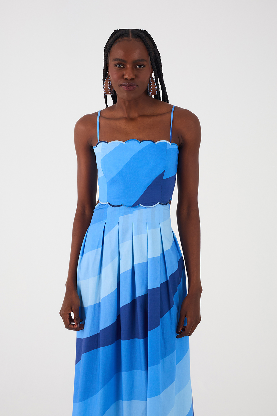 Embroidered Dress In Waves Print_3
