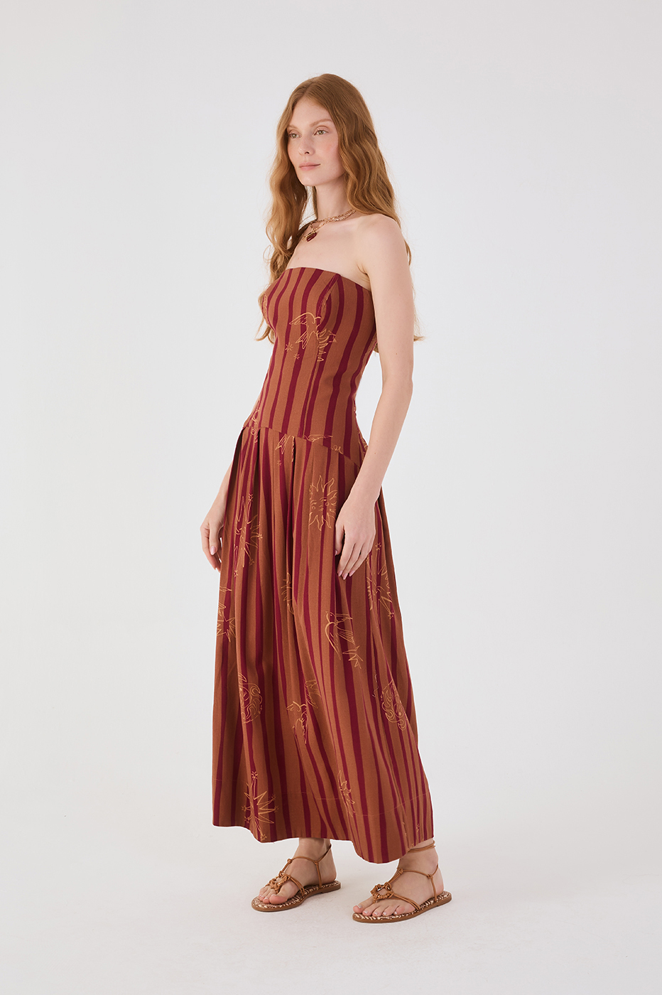 Brown Encanto Strapless Maxi Dress