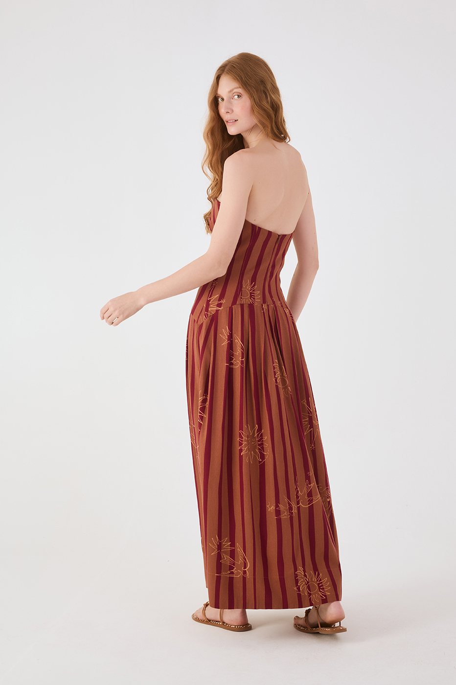 Brown Encanto Strapless Maxi Dress