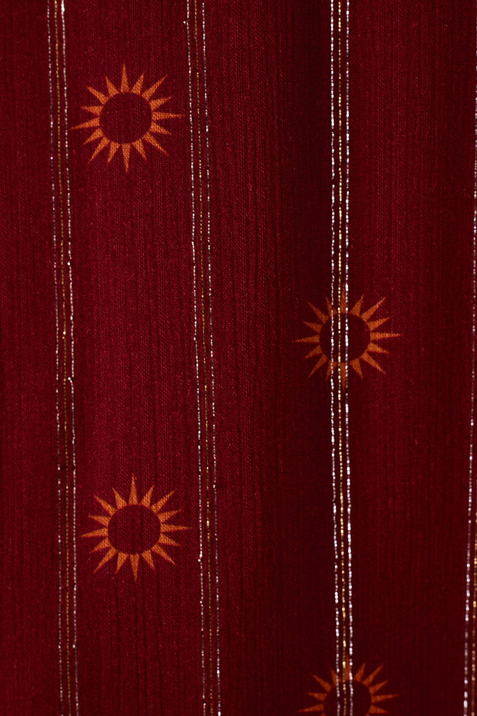 Marsala Solar Lurex V Neck Smocked Cuffs Mini Dress