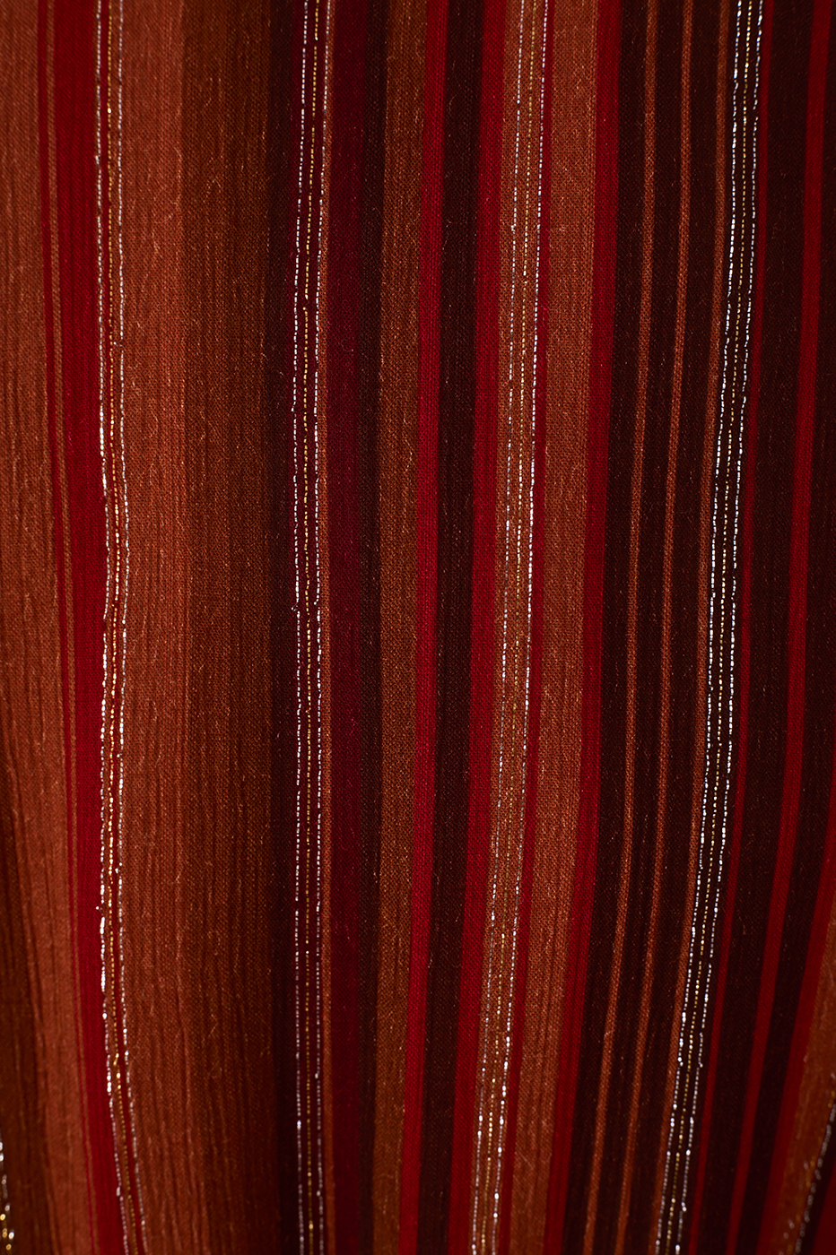 Brown Refugio Lurex Front Knot Puff Sleeve Mini Dress_7